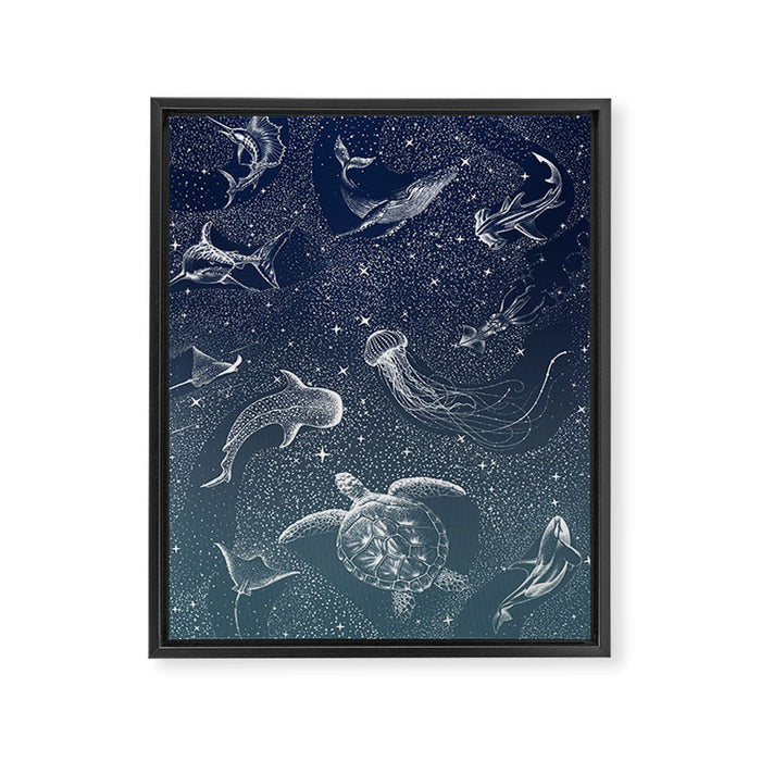 Cosmic Ocean  COLOR GRAD -  turquoise Framed Canvas Print Gallery Image 1