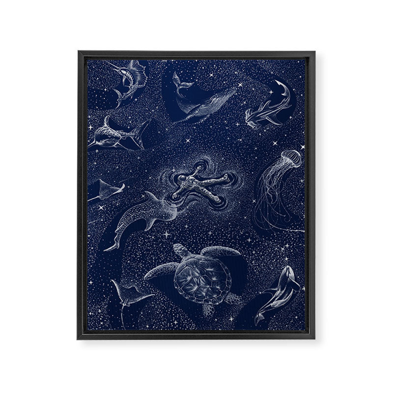 Cosmic Ocean with astronaut Framed Canvas Print Gallery Image 8