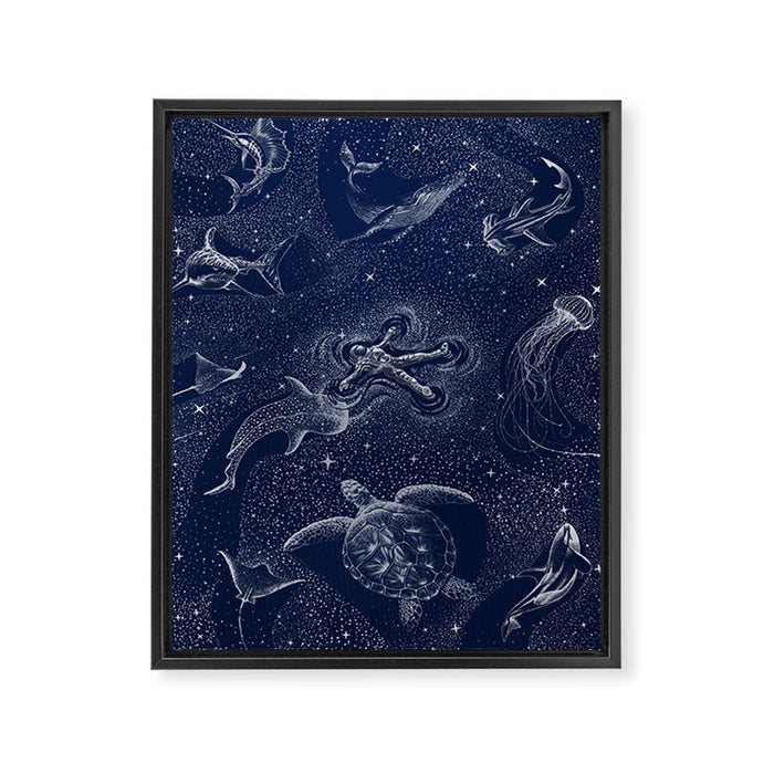 Cosmic Ocean with astronaut Framed Canvas Print Gallery Image 1