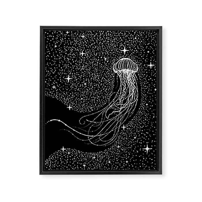 starry jellyfish (Black Version) Framed Canvas Print Gallery Image 1