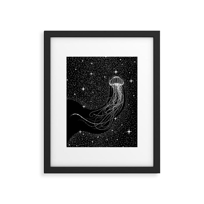 starry jellyfish (Black Version) Framed Art Print Gallery Image 1