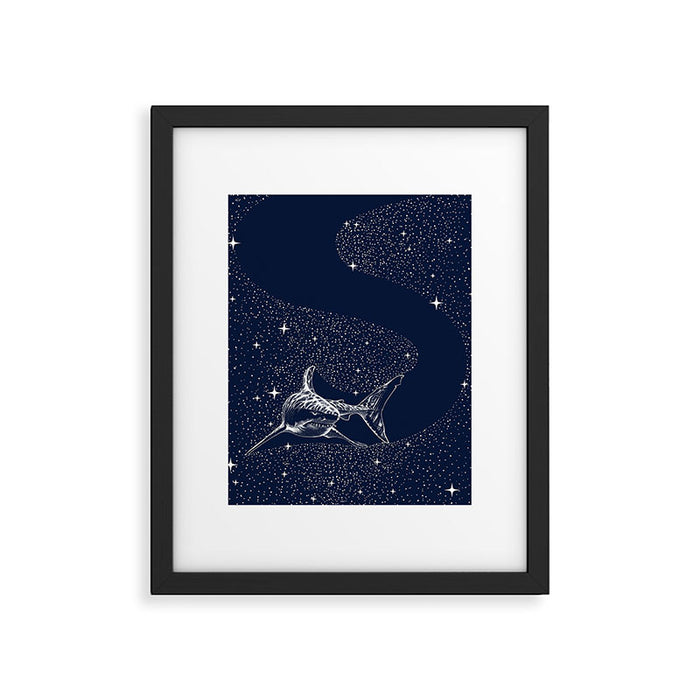 Starry Shark Framed Art Print Gallery Image 1