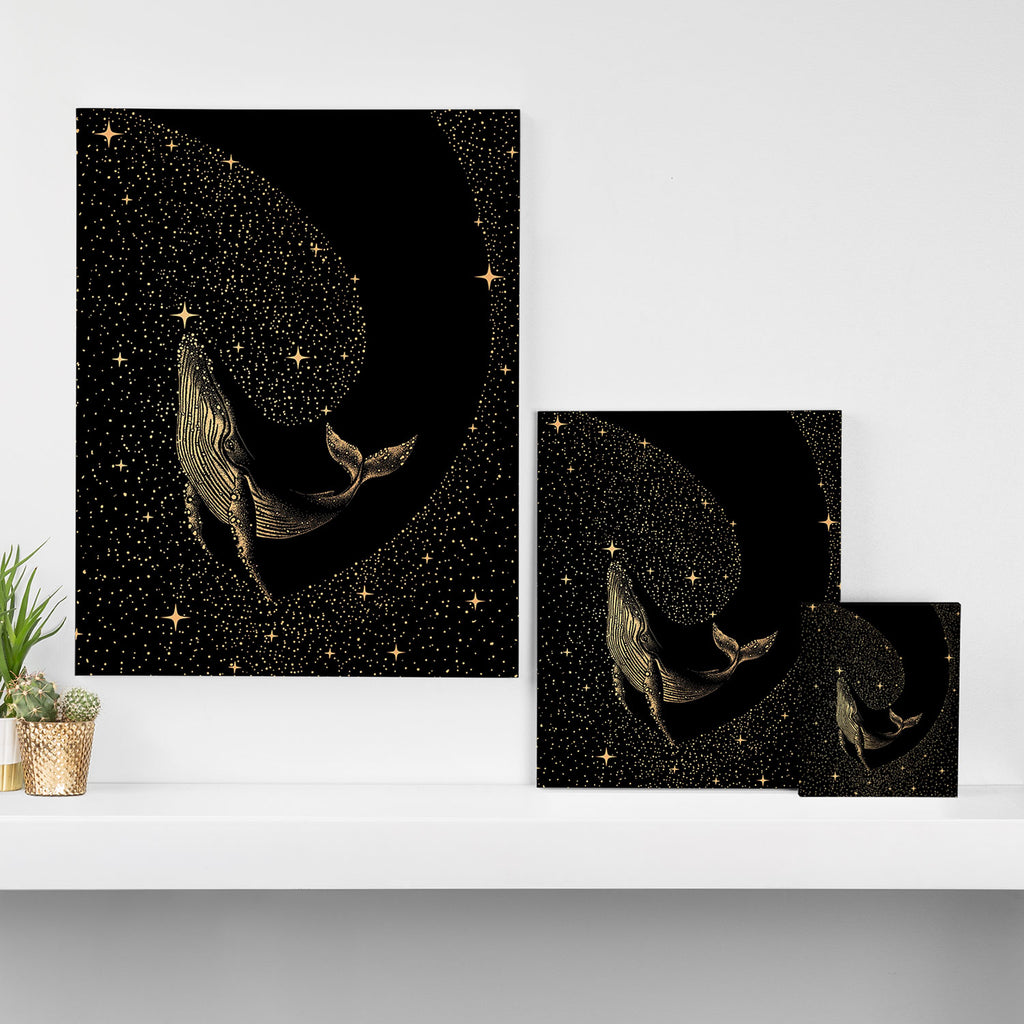 Starry Whale - Dark GOLD Version Canvas Print Gallery Image 3