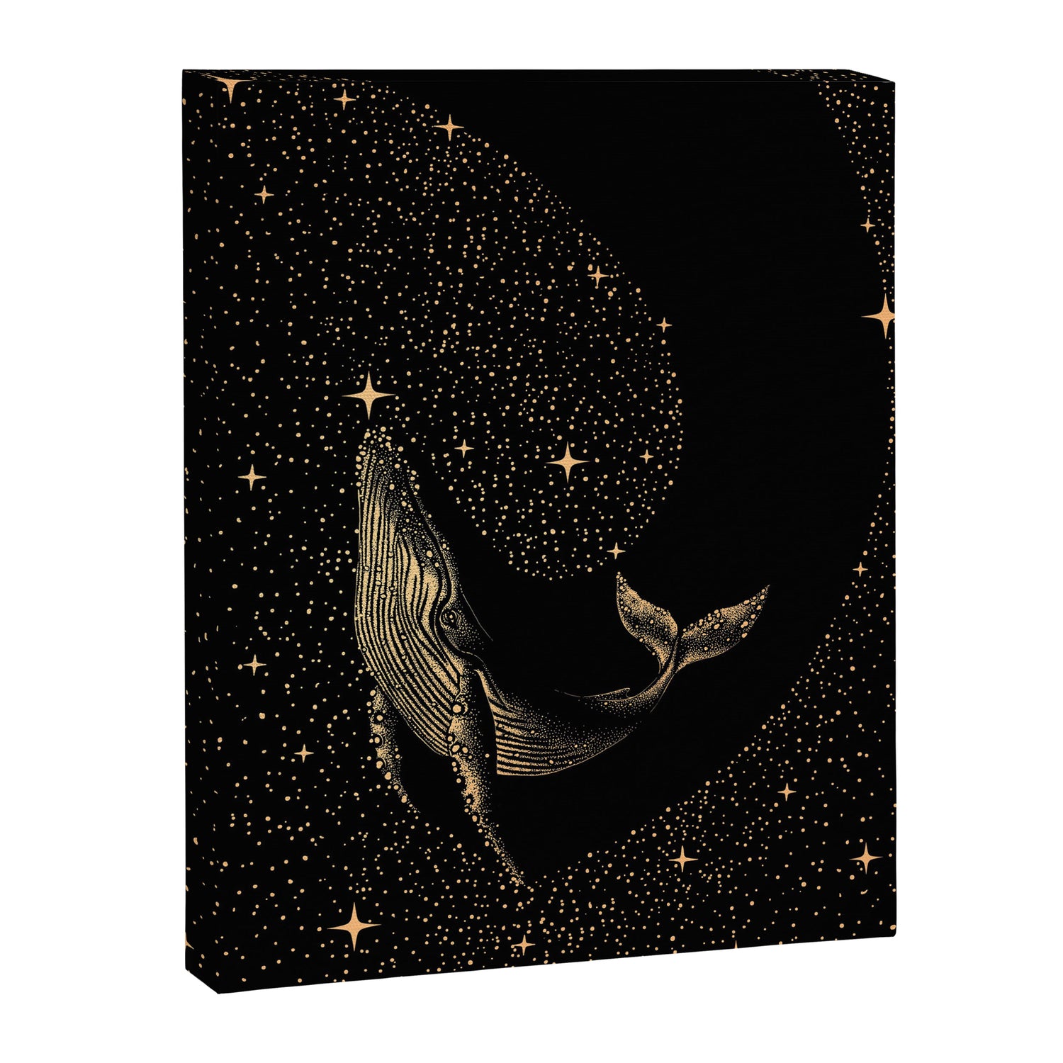 Starry Whale - Dark GOLD Version Canvas Print Gallery Image 3