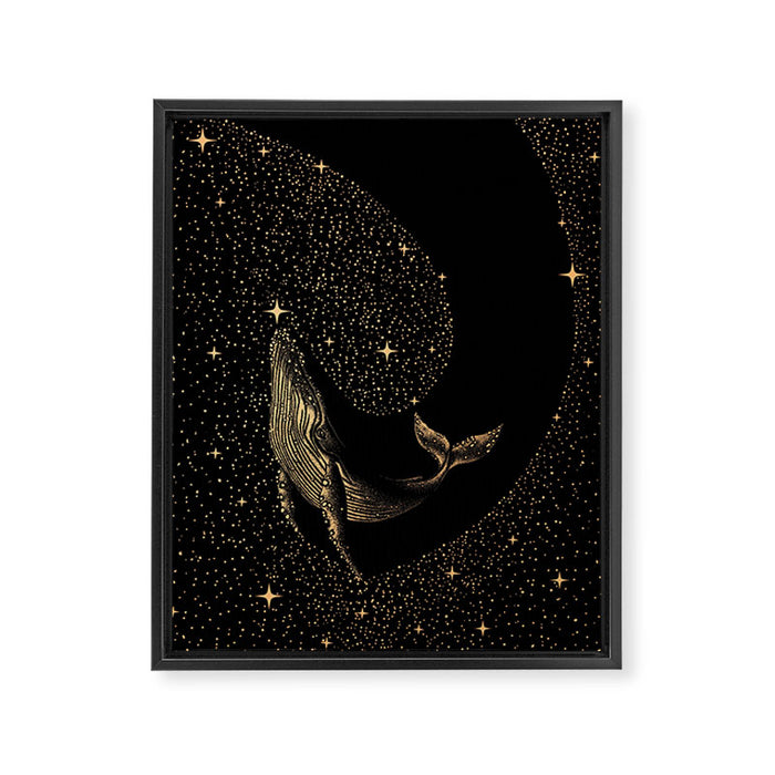Starry Whale - Dark GOLD Version Framed Canvas Print Gallery Image 1