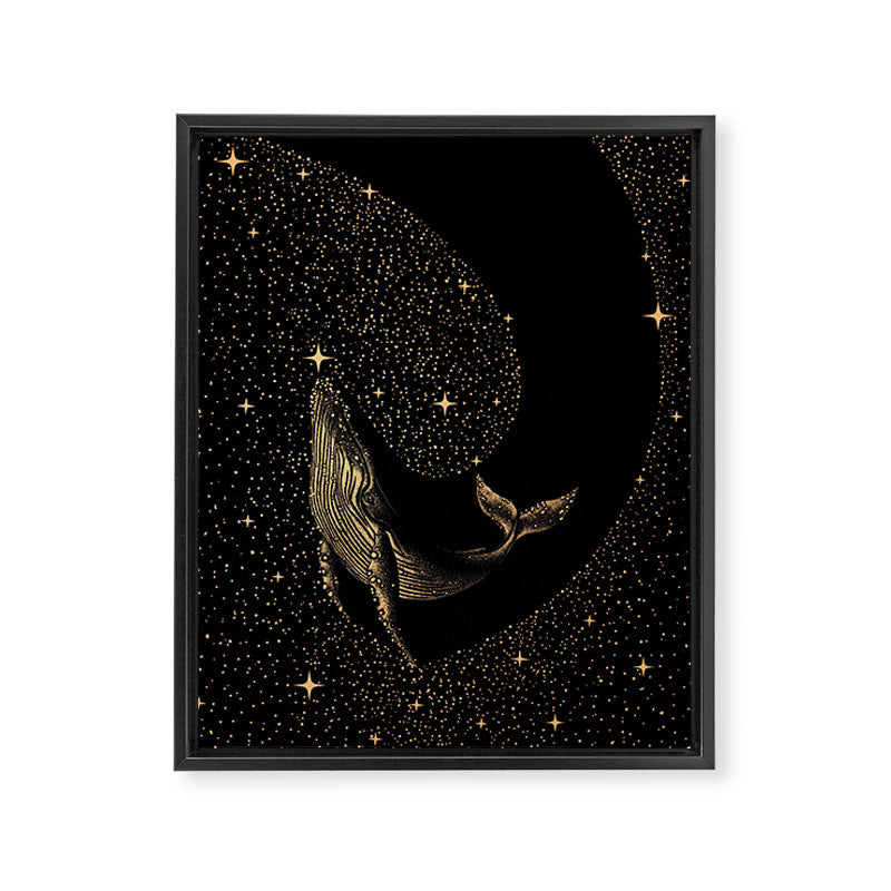 Starry Whale - Dark GOLD Version Framed Canvas Print Gallery Image 8