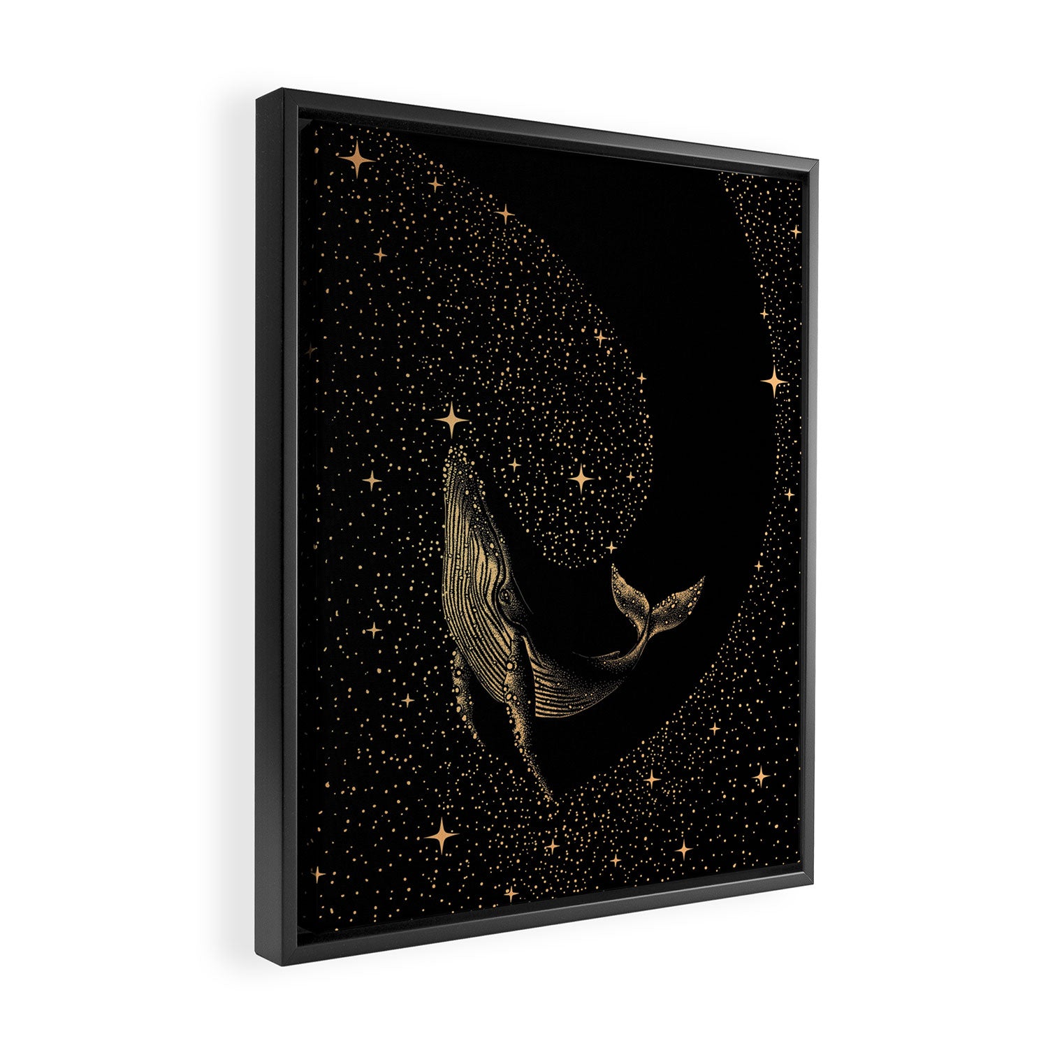 Starry Whale - Dark GOLD Version Framed Canvas Print Gallery Image 2