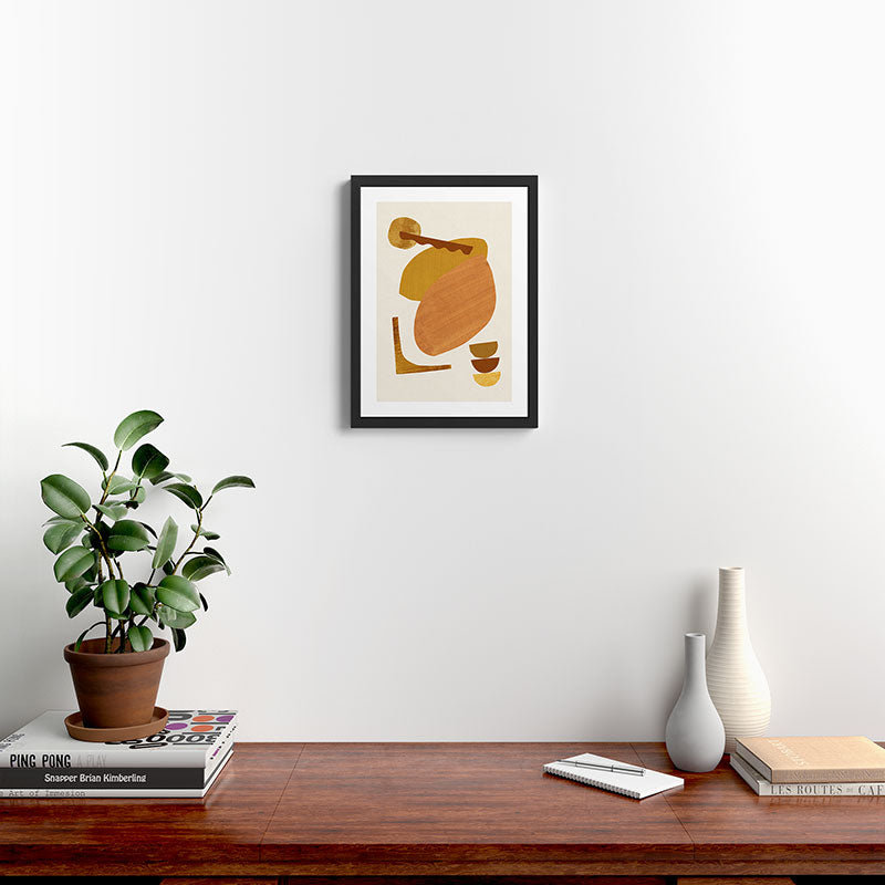 Abstract Collage With Warm Shapes Framed Art Print Gallery Image 2
