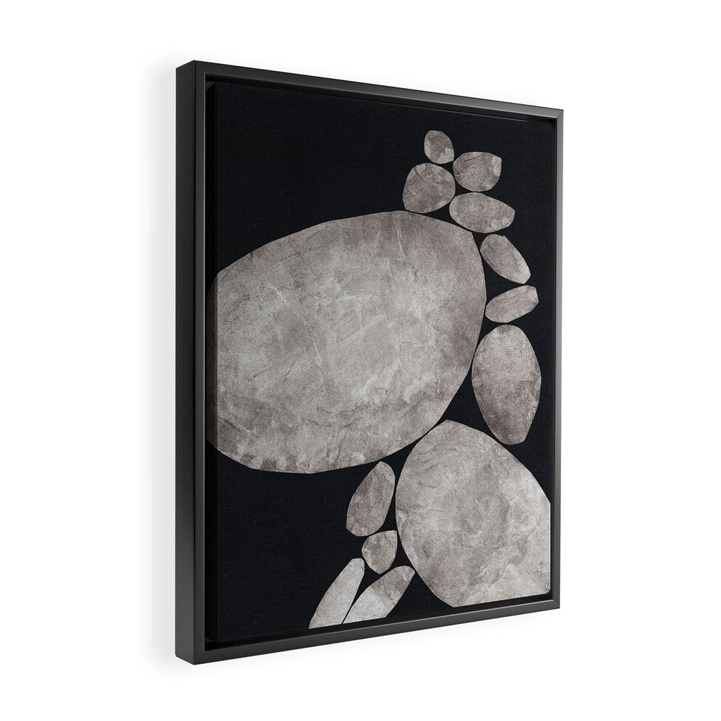 Balancing / Gray on Black Framed Canvas Print Gallery Image 2