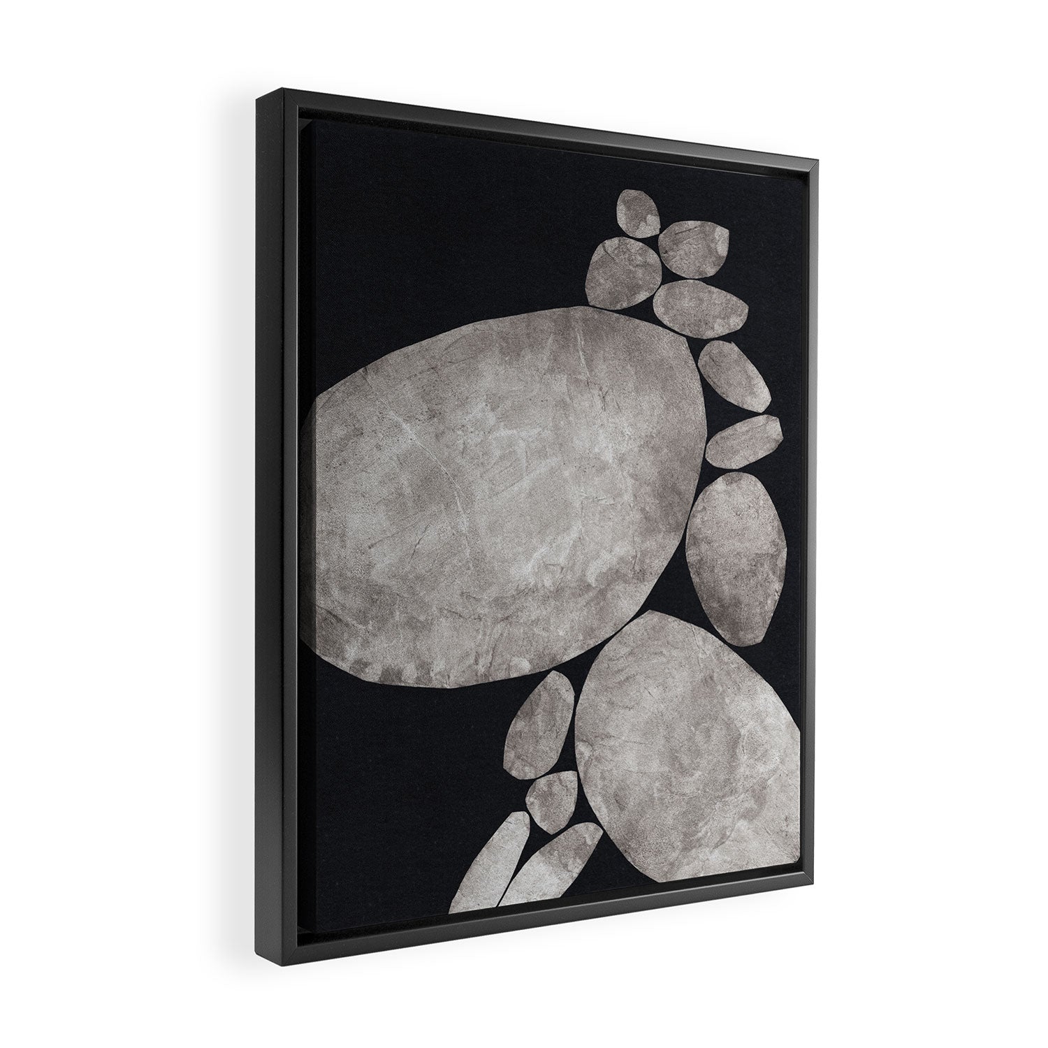 Balancing / Gray on Black Framed Canvas Print Gallery Image 2