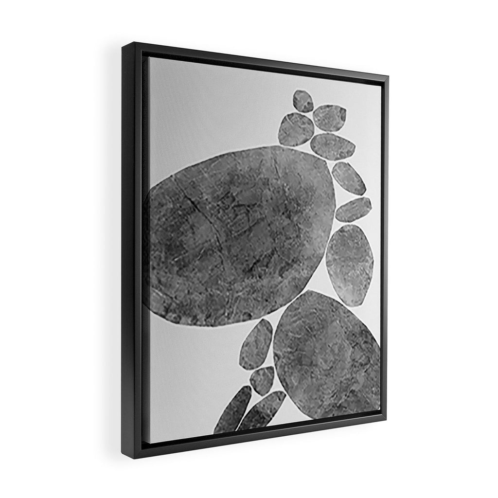 Balancing / Gray on White Framed Canvas Print Gallery Image 2