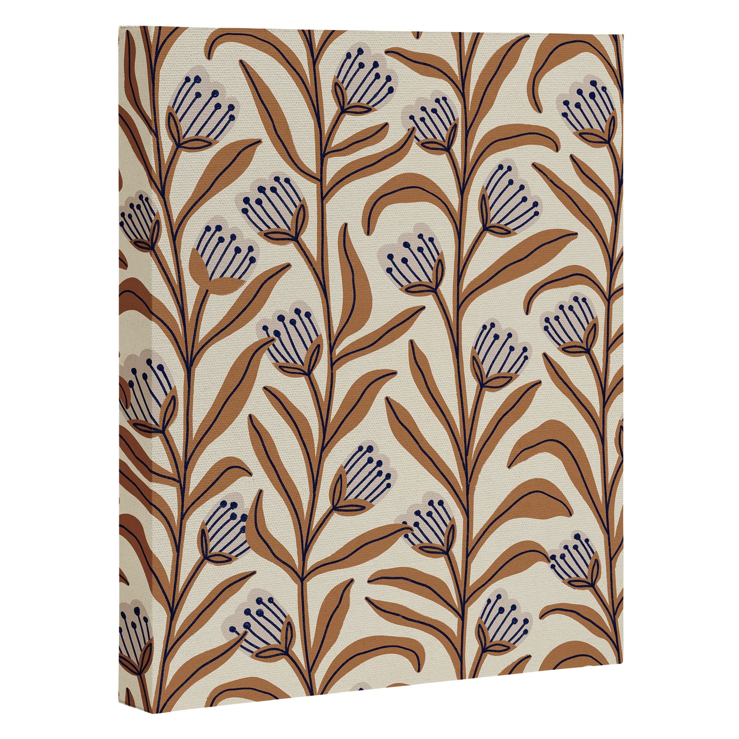 Bellflower Pattern / Brown, Ivory & Grey Canvas Print Gallery Image 3