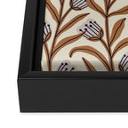 Bellflower Pattern / Brown, Ivory & Grey Framed Canvas Print Gallery Image 3