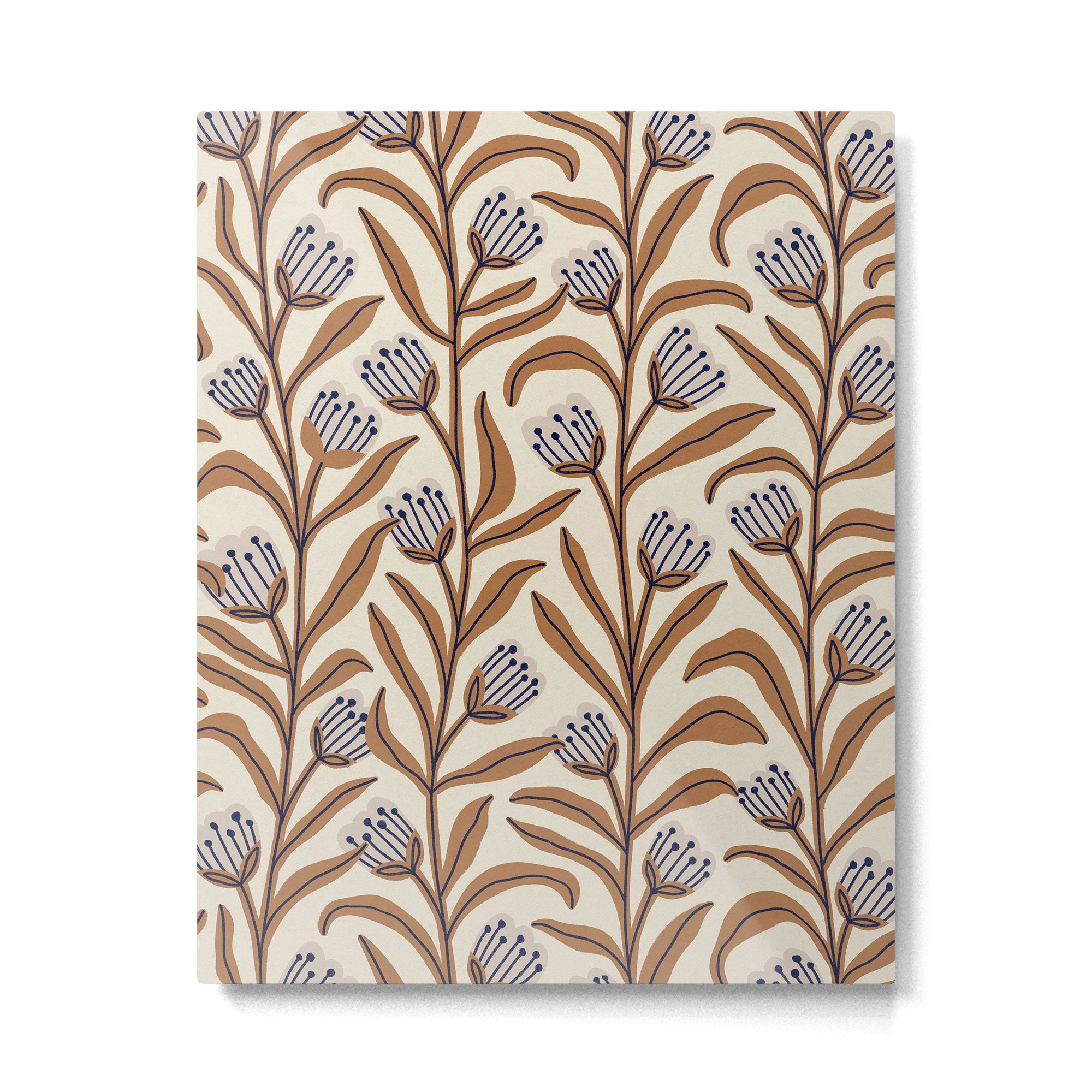 Bellflower Pattern / Brown, Ivory & Grey Metal Print Gallery Image 6