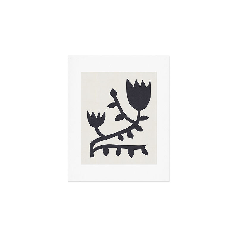 Black branch with two flowers - 5/5 Art Print Gallery Image 1