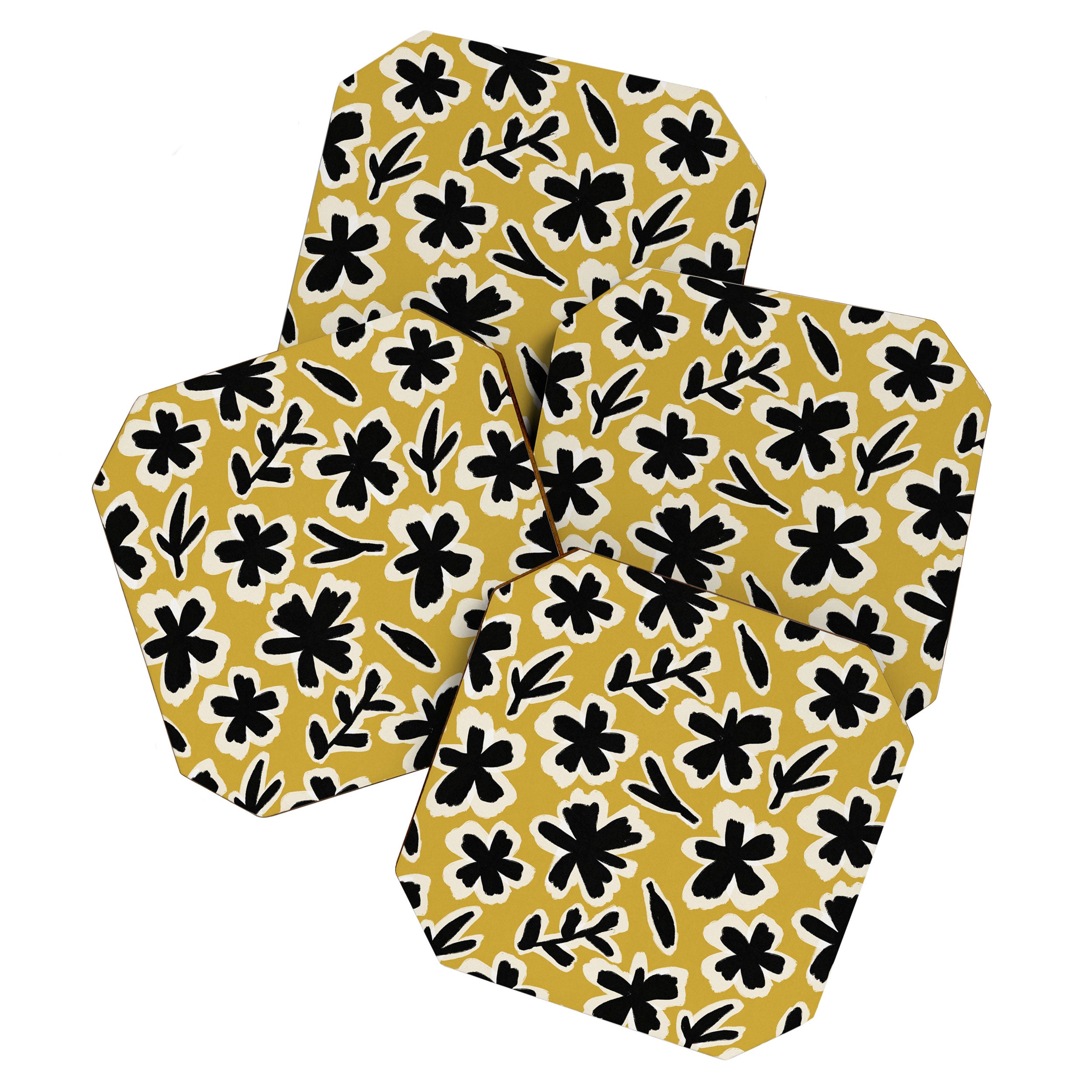 Black Florals #1 Coaster Gallery Image 1