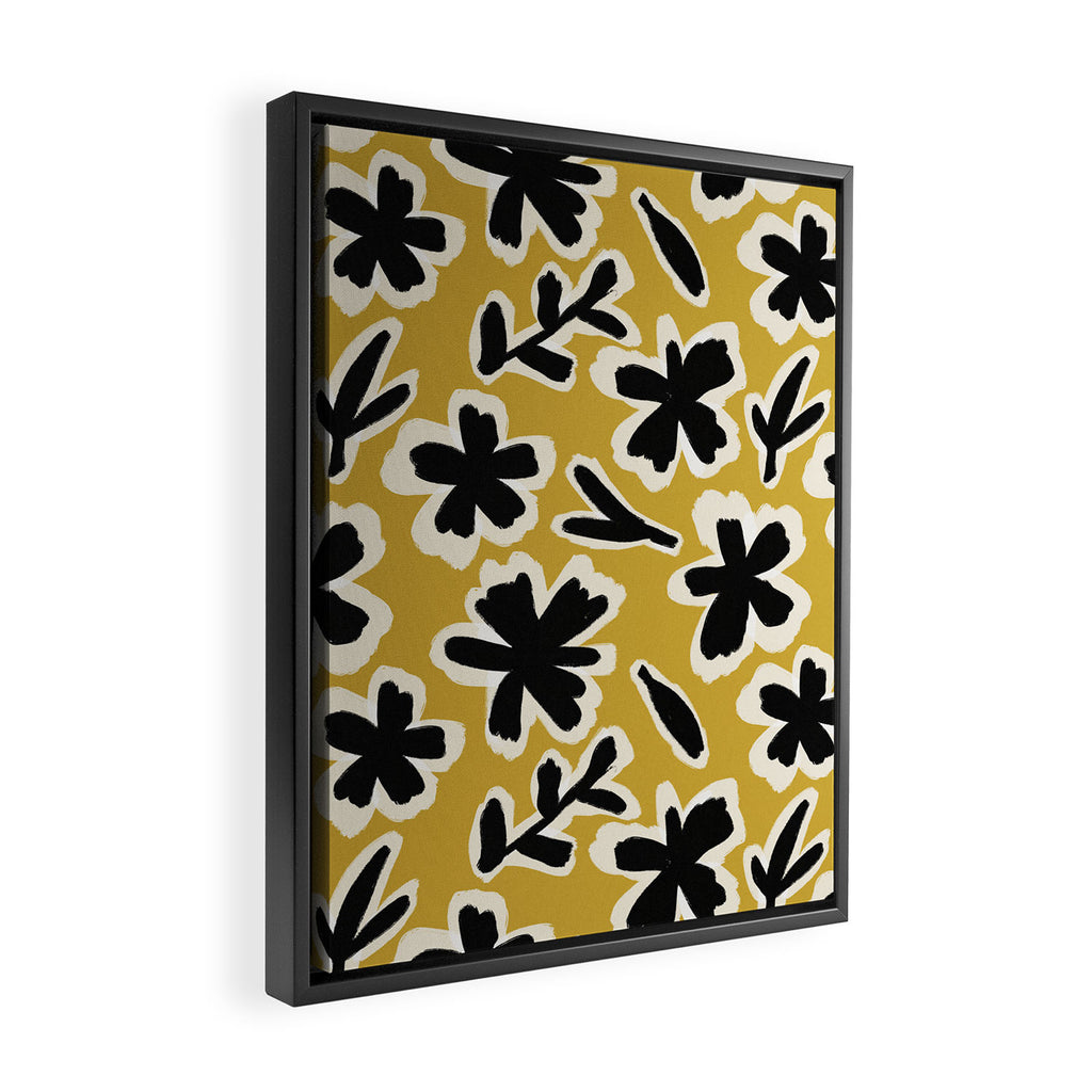 Black Florals #1 Framed Canvas Print Gallery Image 2