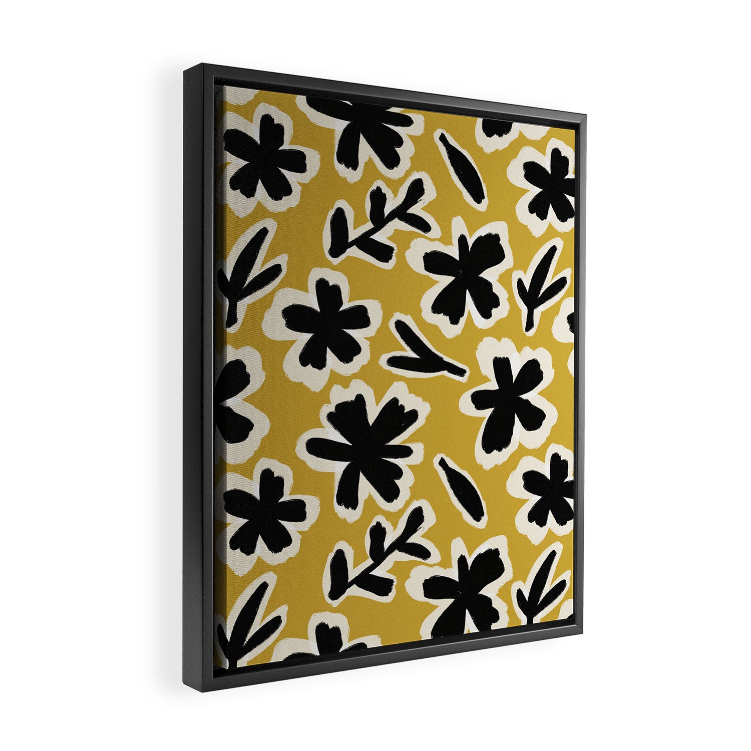 Black Florals #1 Framed Canvas Print Gallery Image 2
