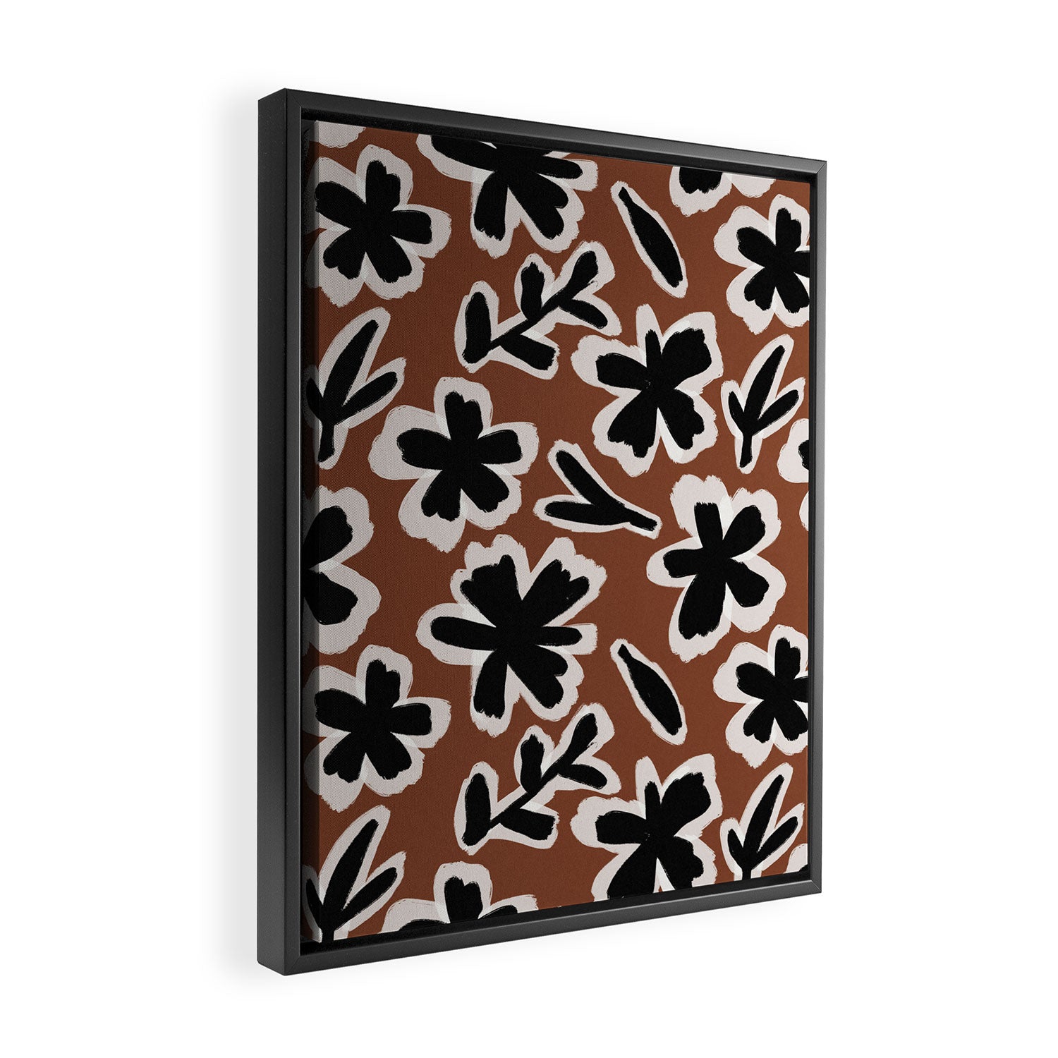 Black Florals #2 Framed Canvas Print Gallery Image 2