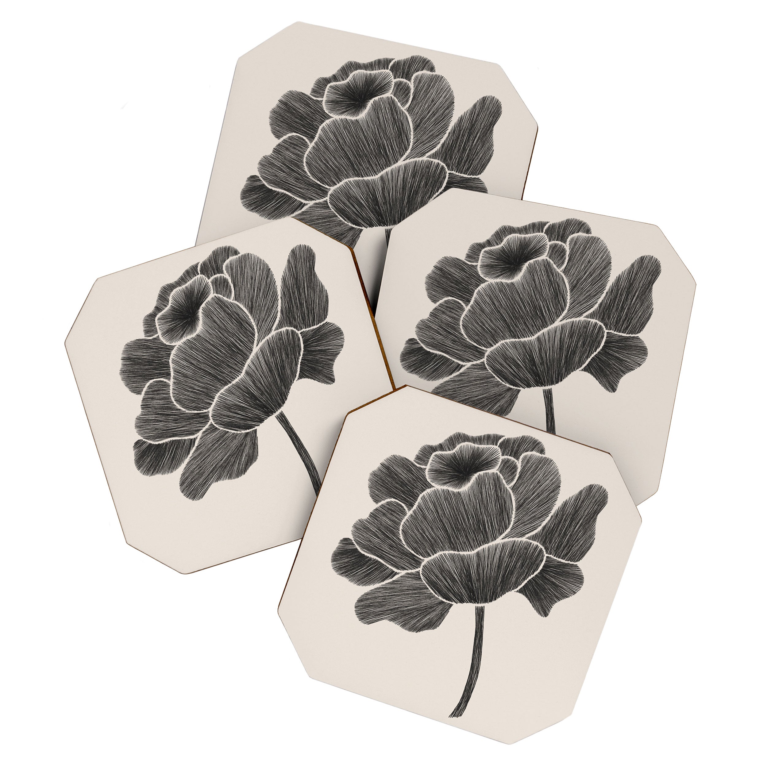 Black Peony I Coaster Gallery Image 1