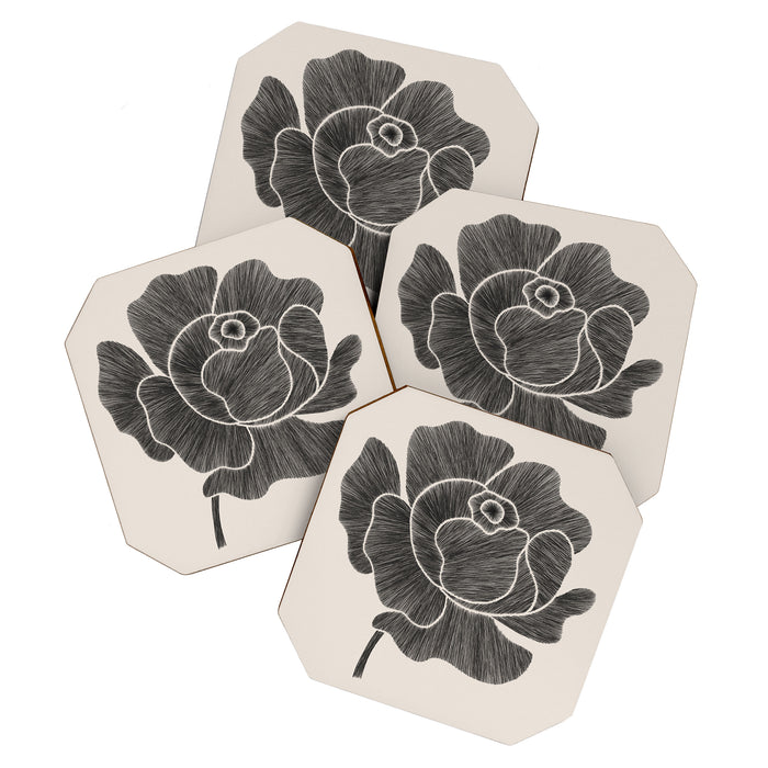 Black Peony II Coaster Gallery Image 1