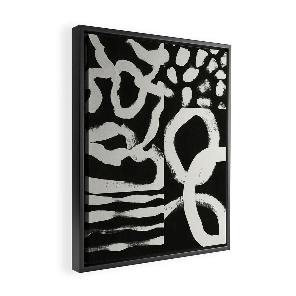 Black & White Abstract Collage #1 Framed Canvas Print Gallery Image 2