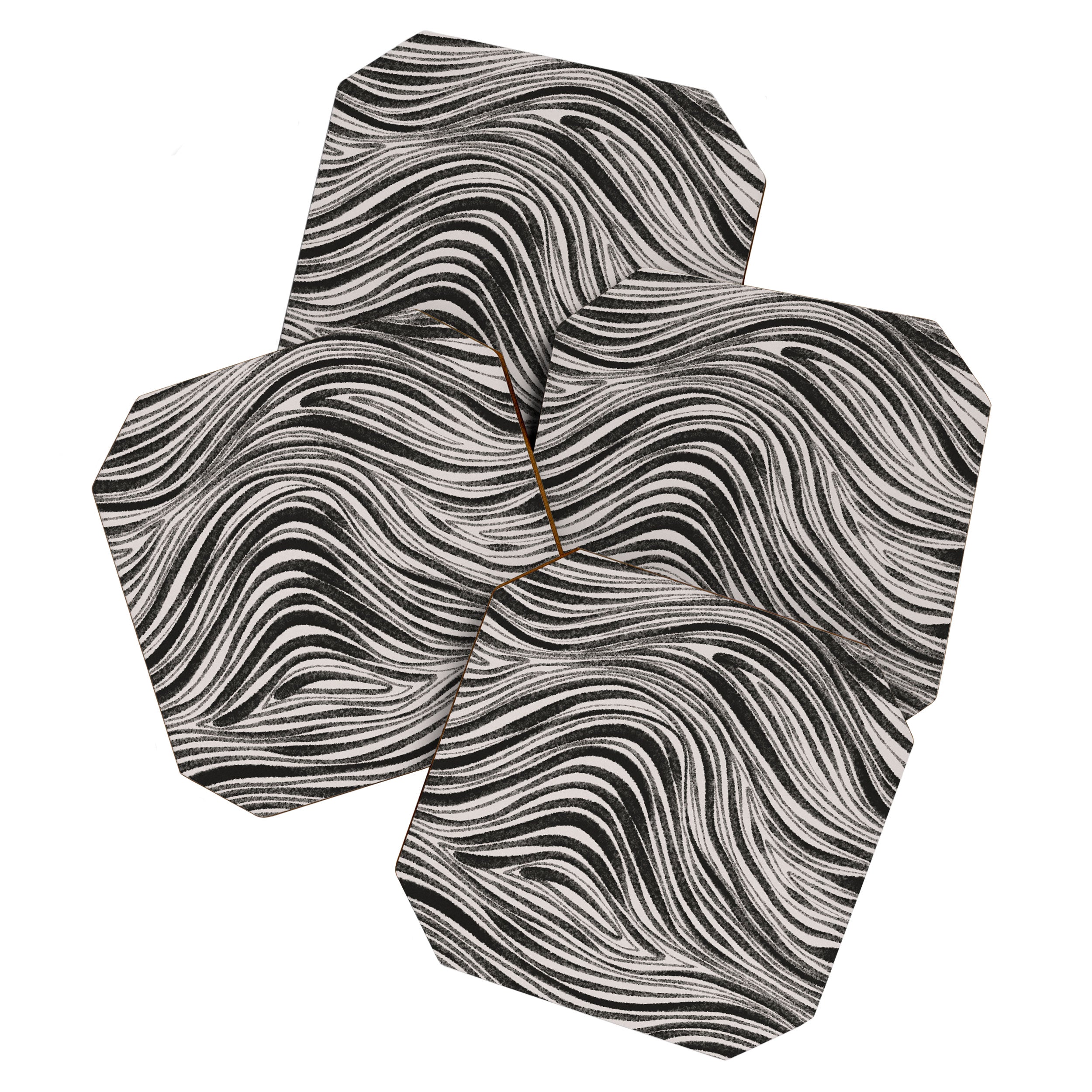 Black & White Irregular Lines Coaster Gallery Image 1
