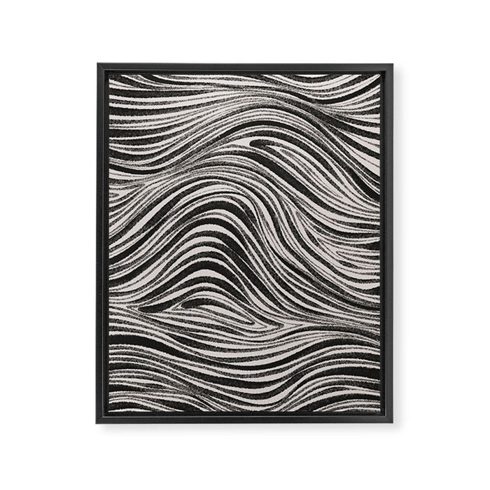 Black & White Irregular Lines Framed Canvas Print Gallery Image 1