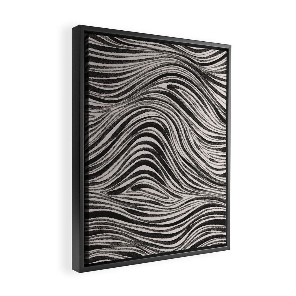 Black & White Irregular Lines Framed Canvas Print Gallery Image 2