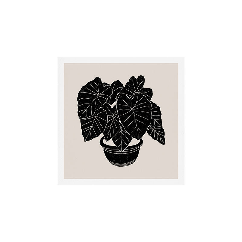 Black & White Plants / Elephant Ear Art Print Gallery Image 1
