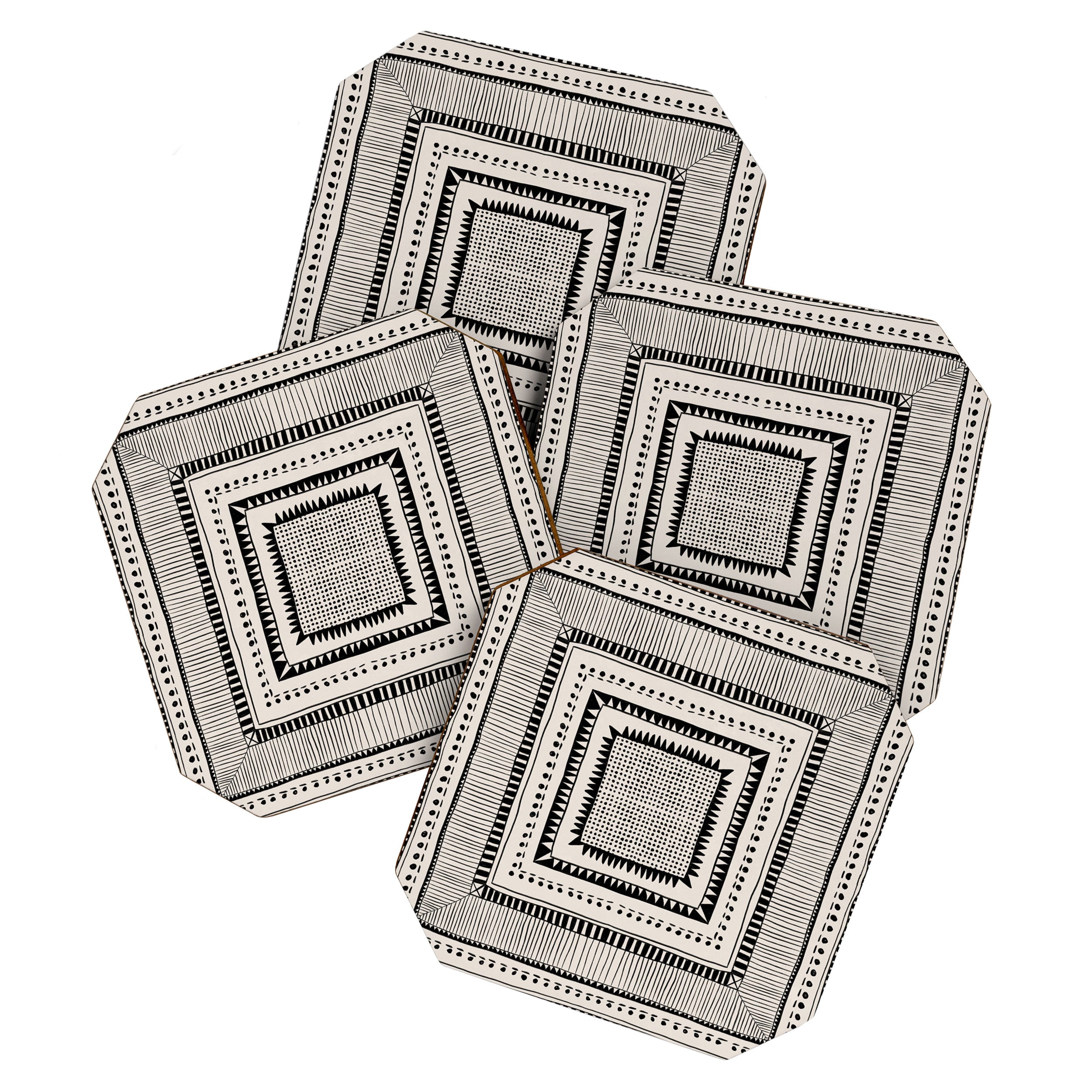 Black & White Symmetrical Pattern #2 Coaster Gallery Image 1