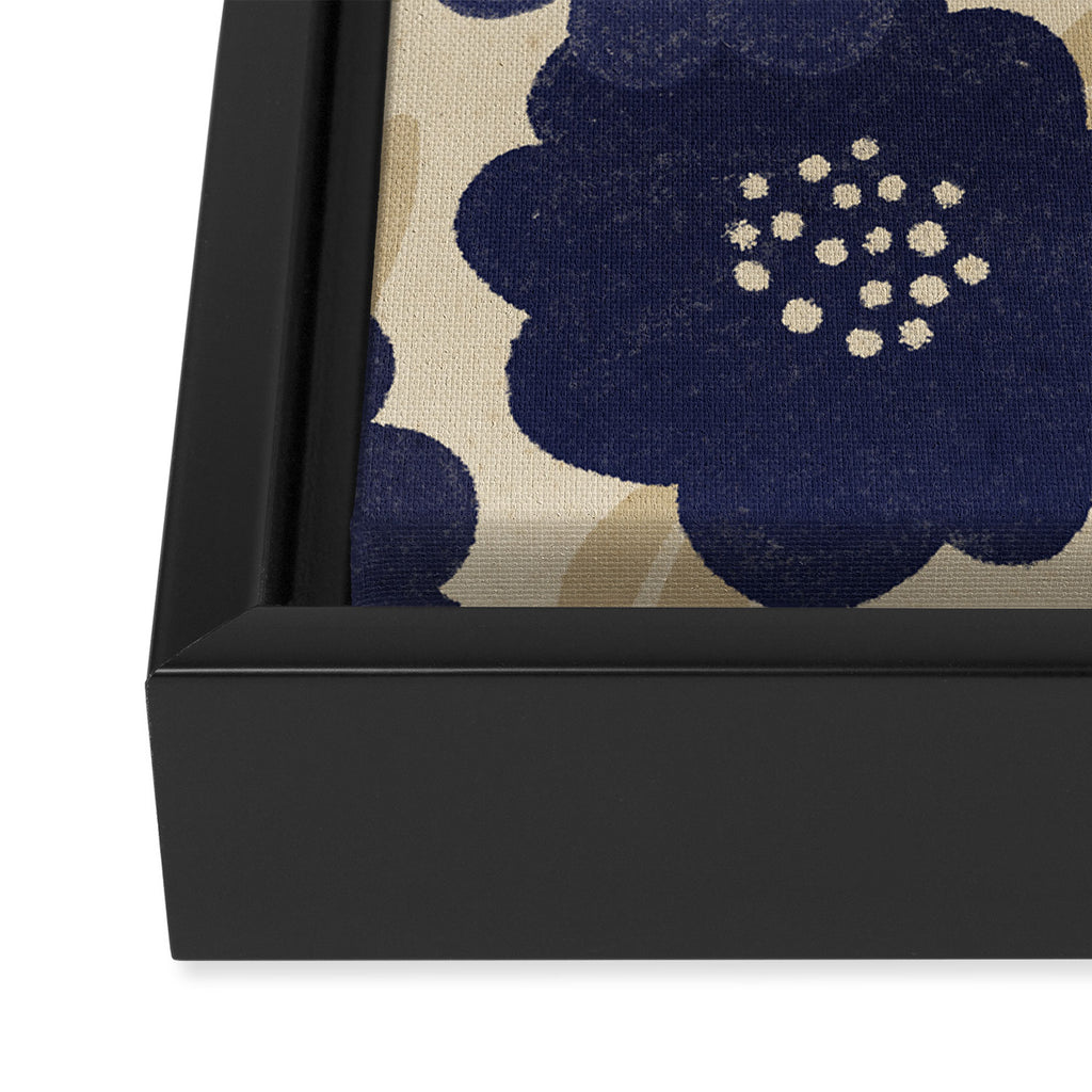 Blue Flower Pattern Framed Canvas Print Gallery Image 3