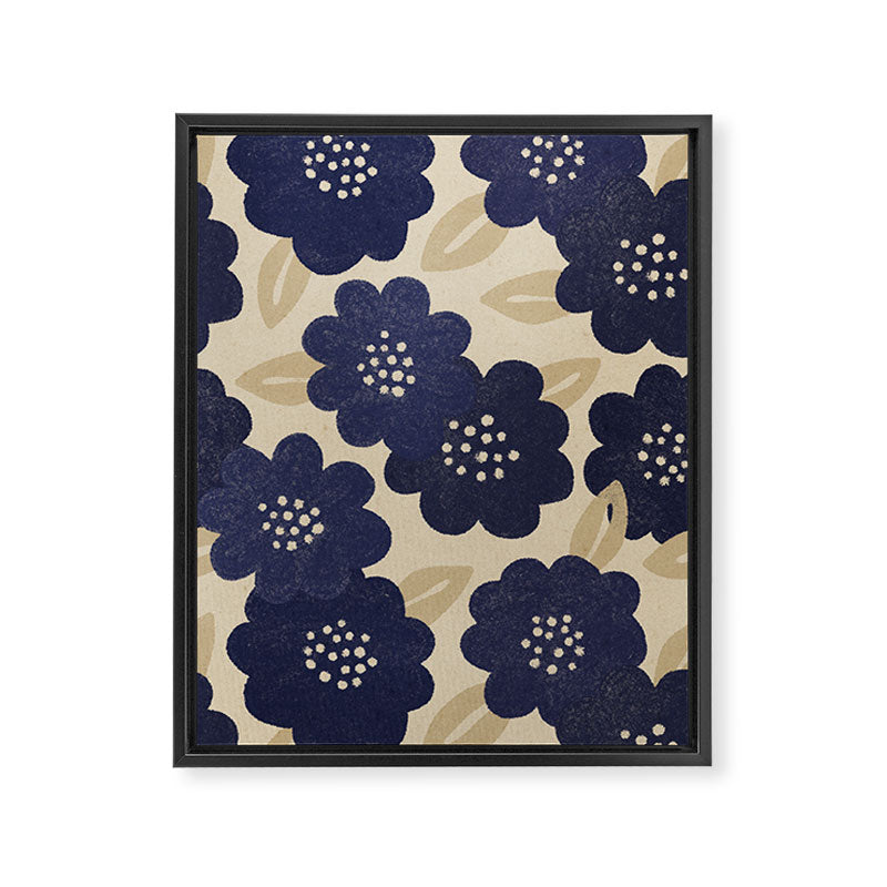 Blue Flower Pattern Framed Canvas Print Gallery Image 6
