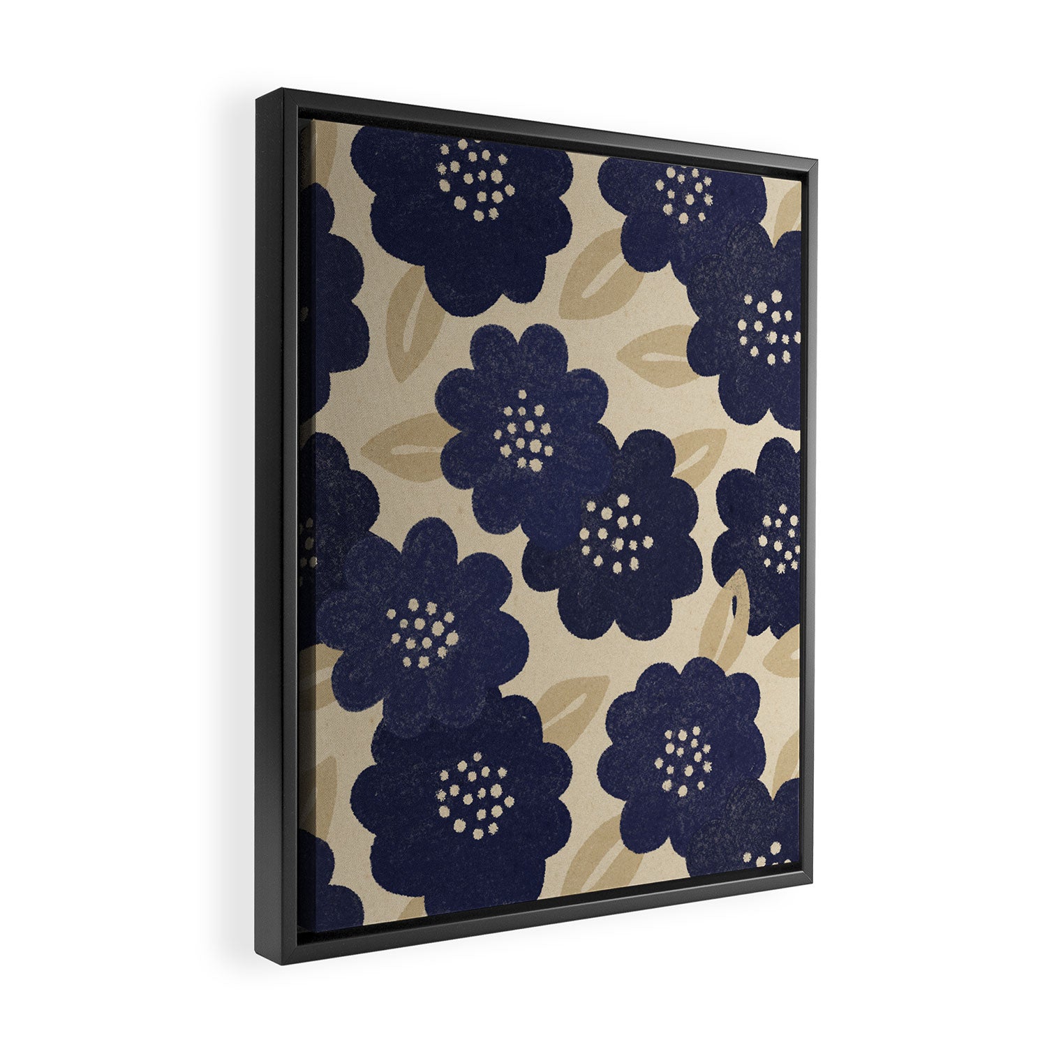 Blue Flower Pattern Framed Canvas Print Gallery Image 2