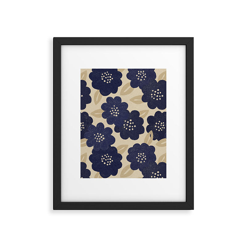Blue Flower Pattern Framed Art Print Gallery Image 5