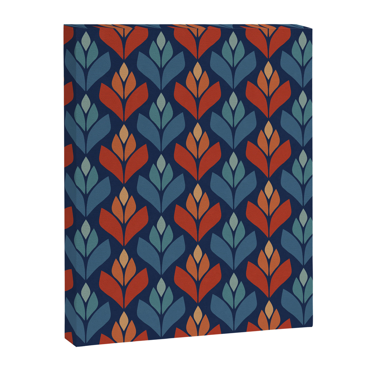 Blue & Red Retro Trefoil Pattern Canvas Print Gallery Image 6