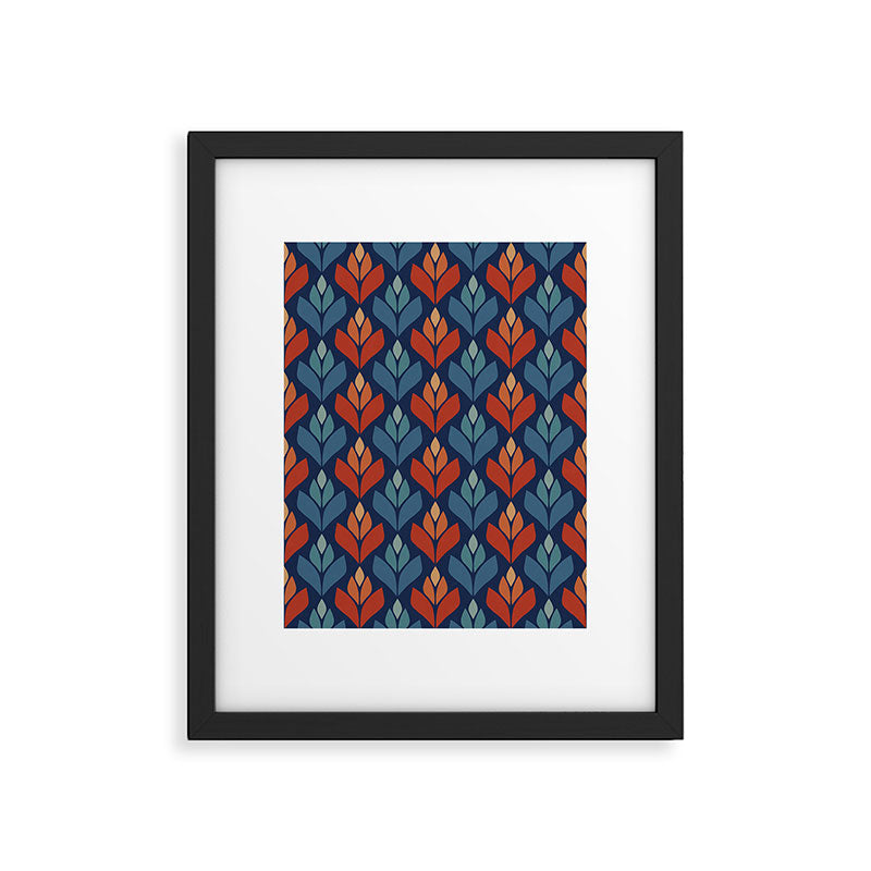 Blue & Red Retro Trefoil Pattern Framed Art Print Gallery Image 5