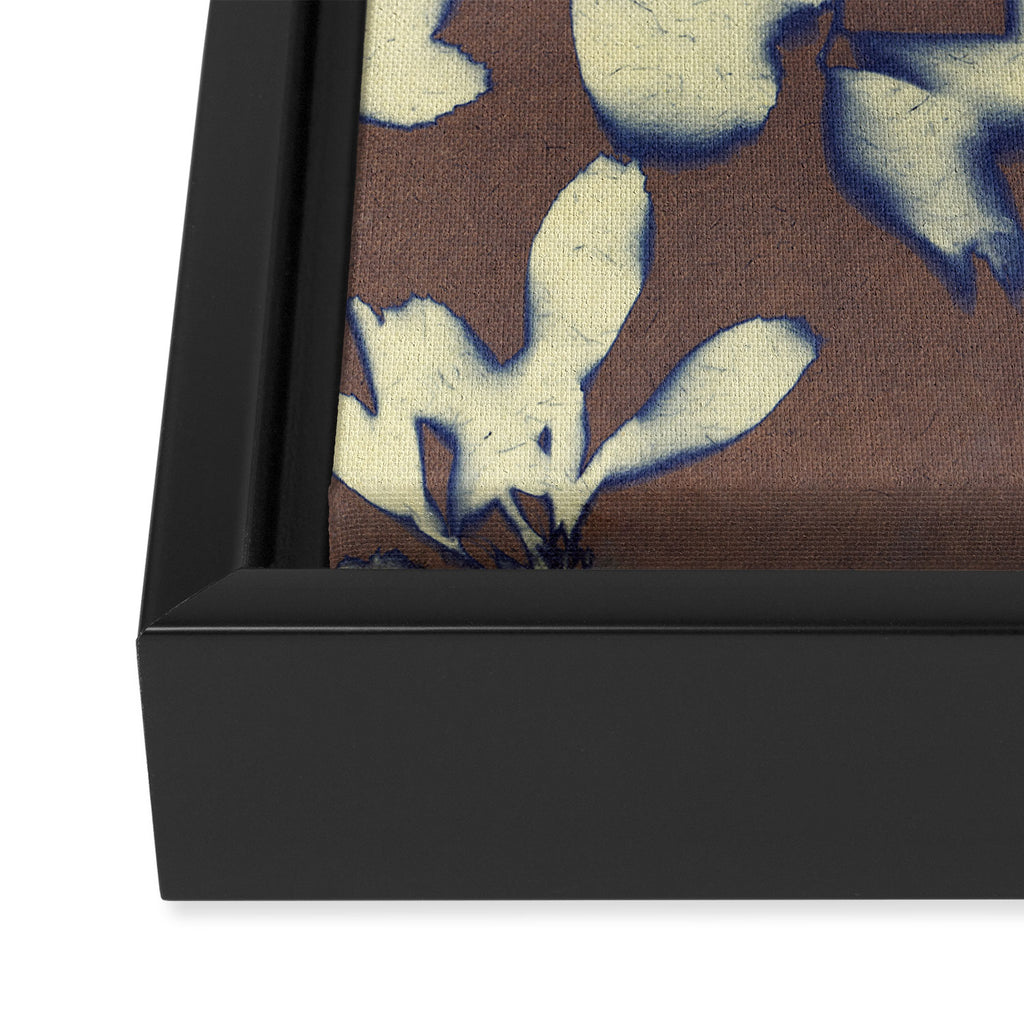 Botanical Whispers / Brown & Blue Framed Canvas Print Gallery Image 3