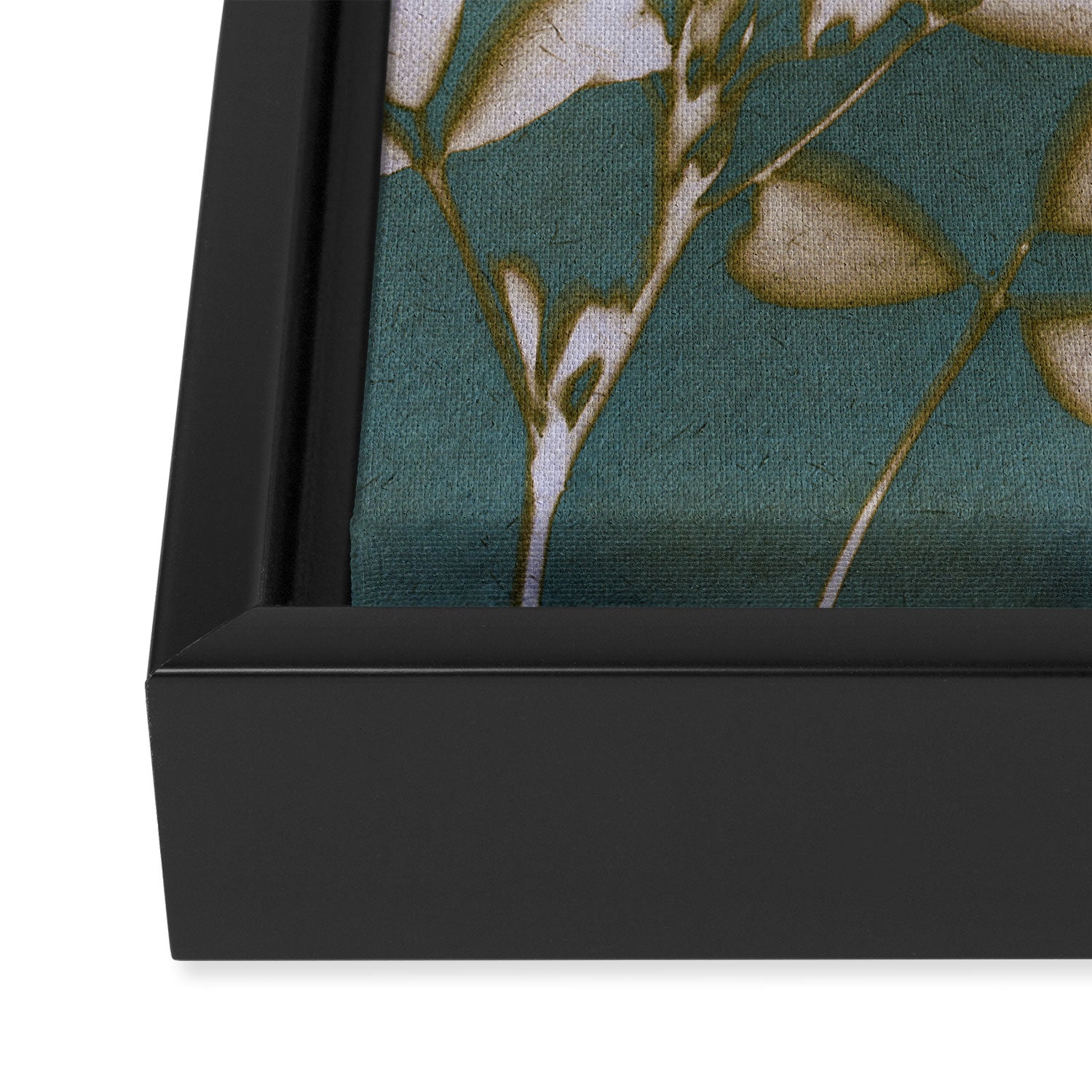 Botanical Whispers / Cyan & Green Framed Canvas Print Gallery Image 3