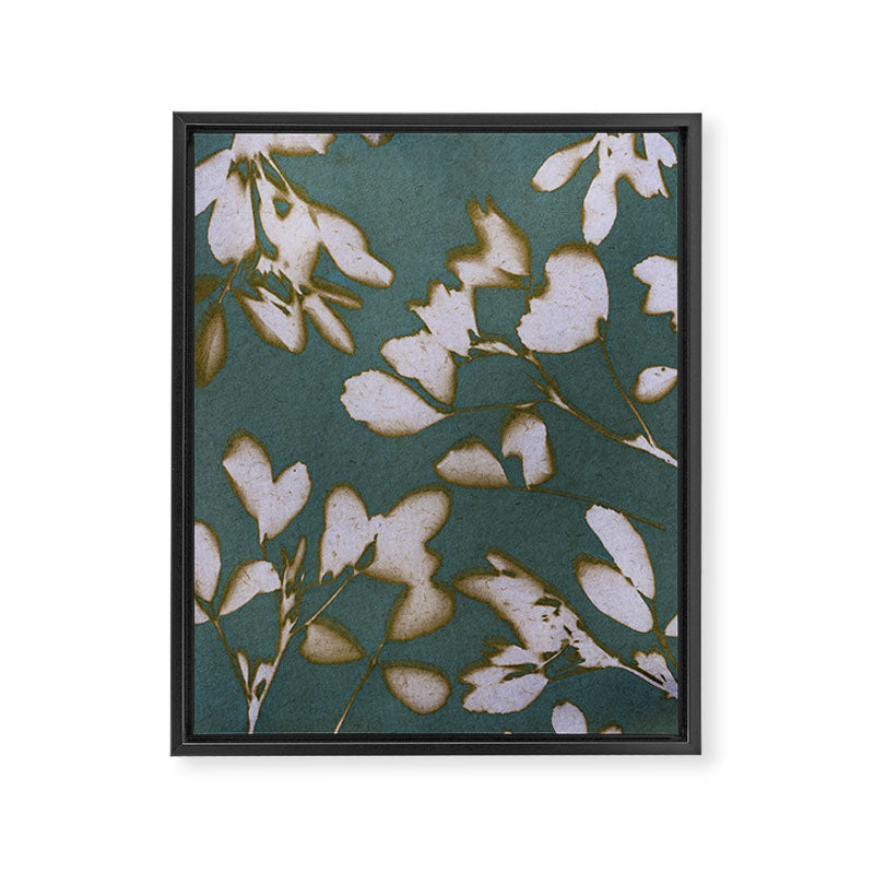 Botanical Whispers / Cyan & Green Framed Canvas Print Gallery Image 6