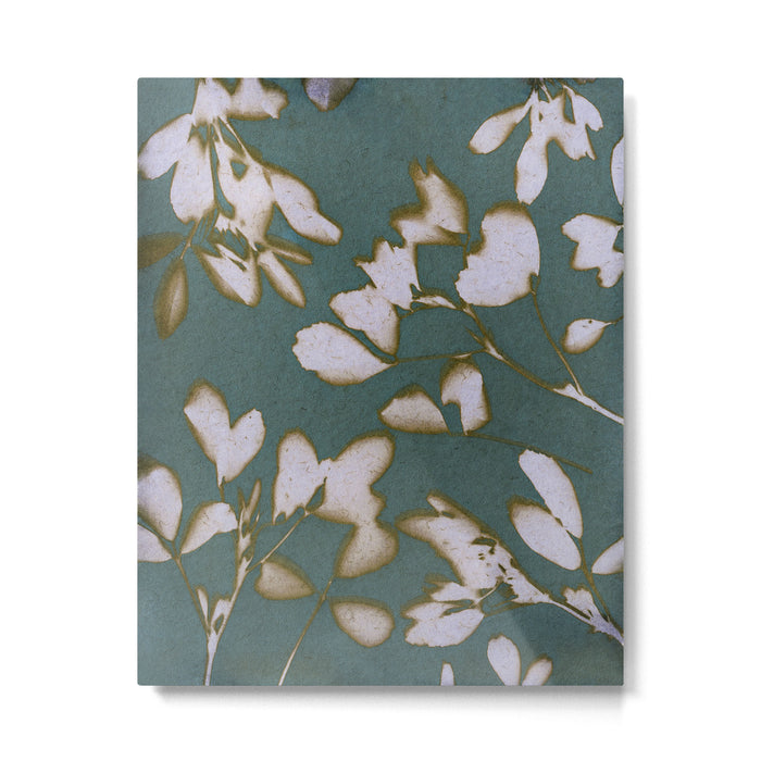 Botanical Whispers / Cyan & Green Metal Print Gallery Image 1