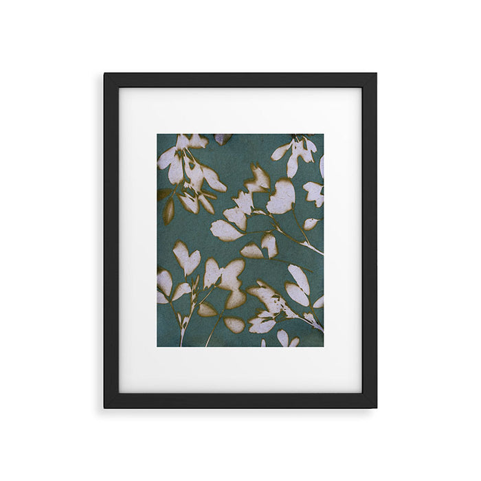 Botanical Whispers / Cyan & Green Framed Art Print Gallery Image 1