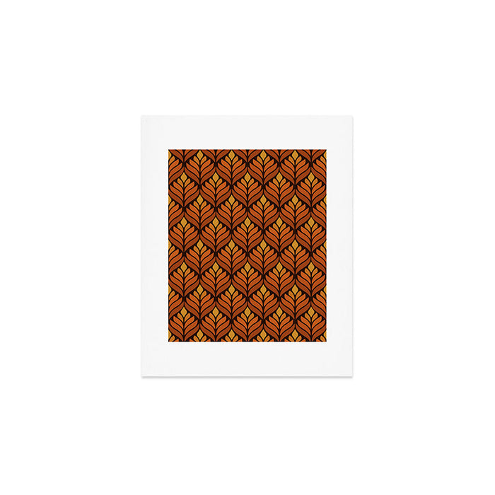 Brown Retro Flower Pattern Art Print Gallery Image 1