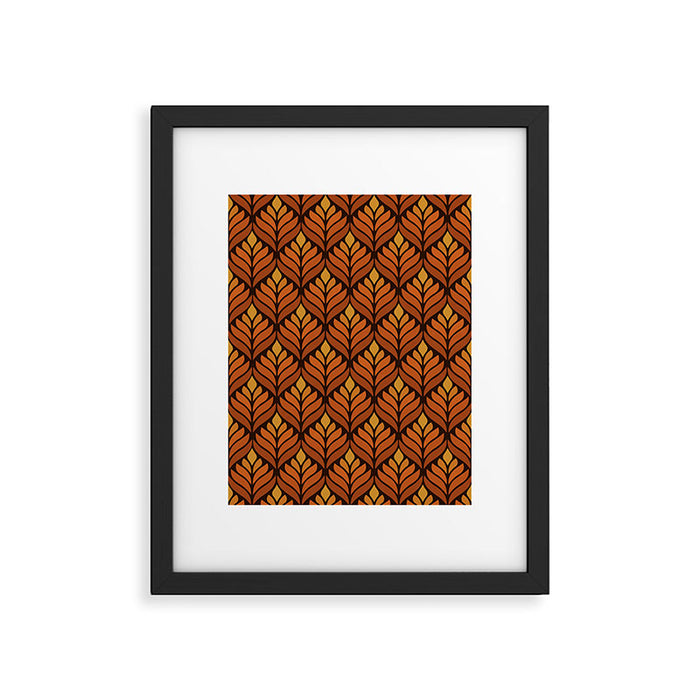 Brown Retro Flower Pattern Framed Art Print Gallery Image 1