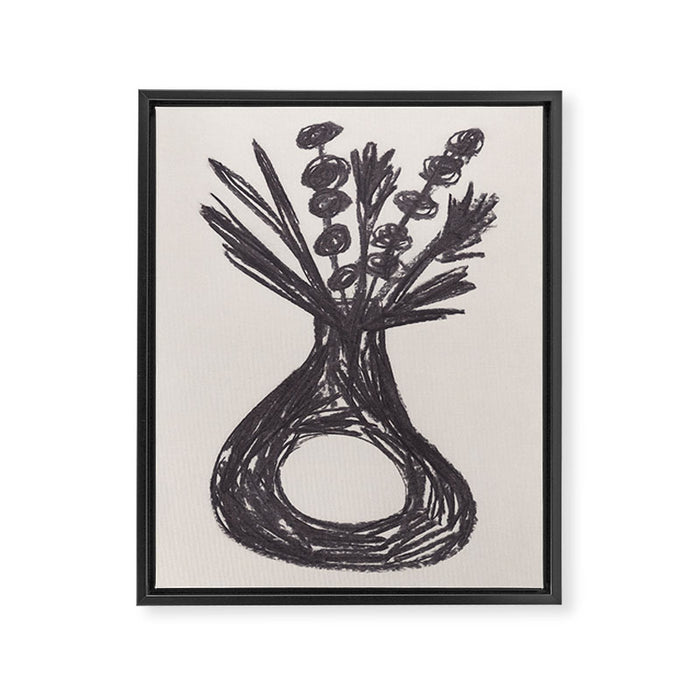 Charcoal florals #1 Framed Canvas Print Gallery Image 1