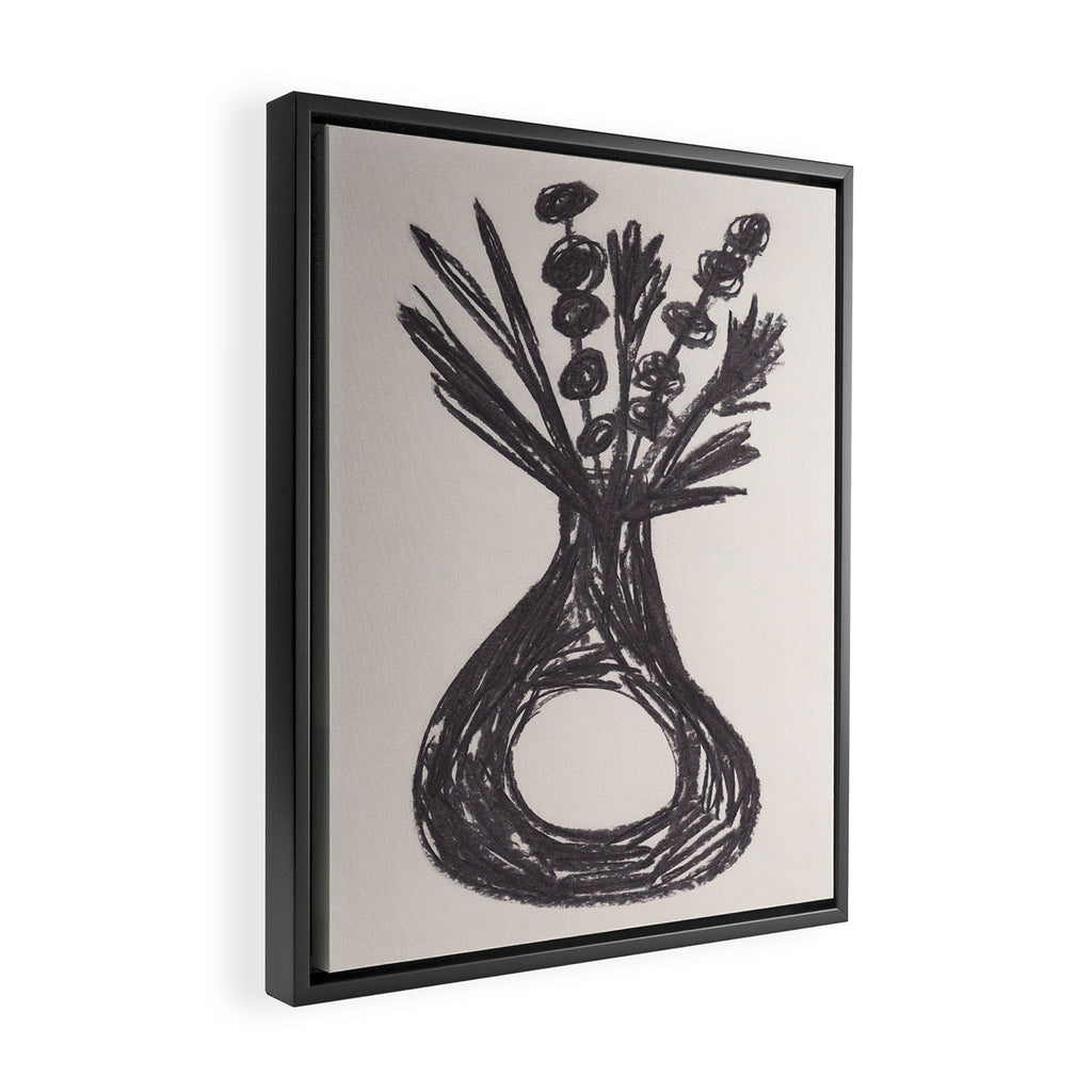 Charcoal florals #1 Framed Canvas Print Gallery Image 2