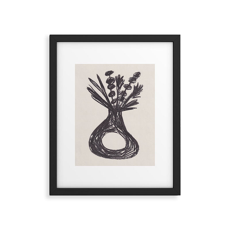 Charcoal florals #1 Framed Art Print Gallery Image 5