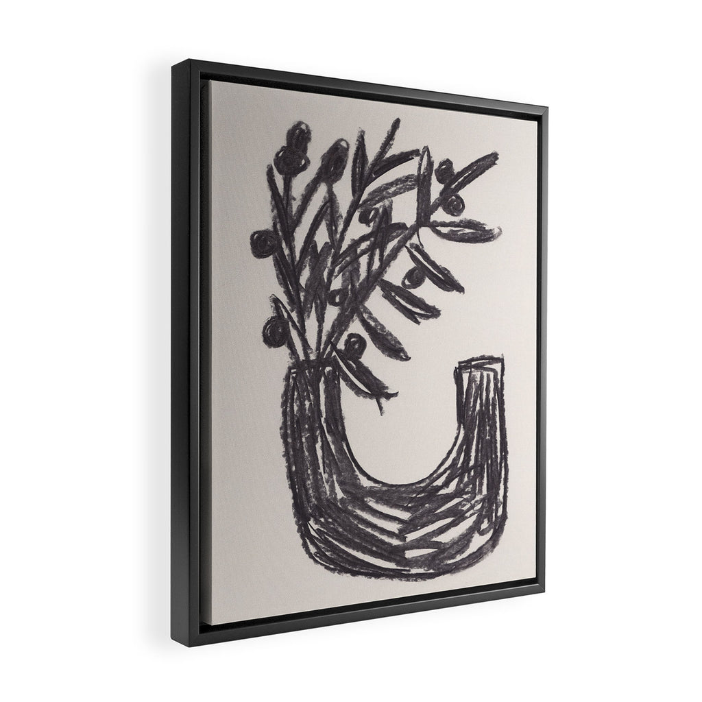Charcoal florals #2 Framed Canvas Print Gallery Image 2