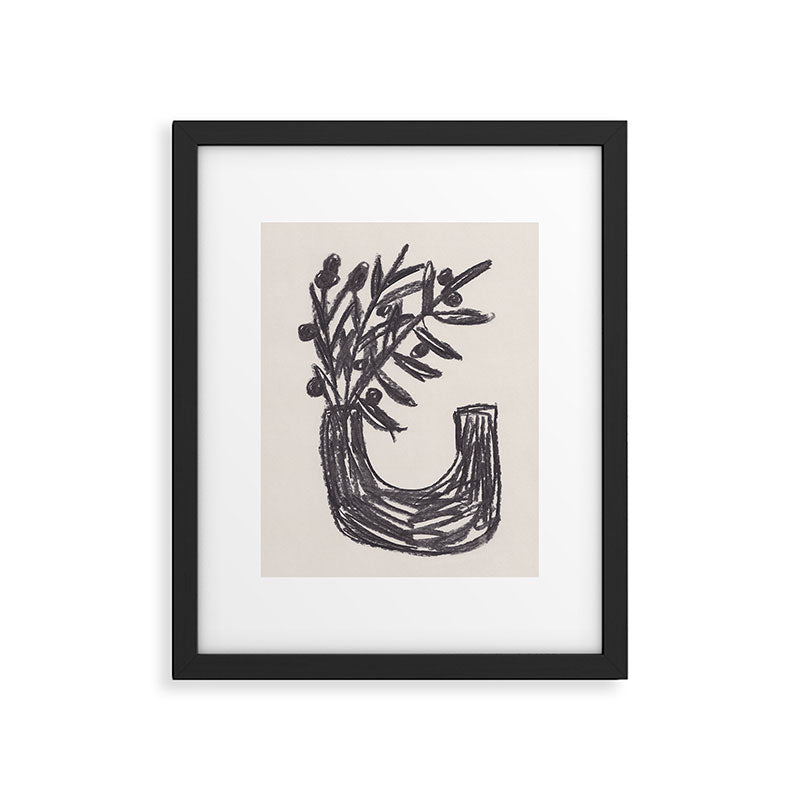 Charcoal florals #2 Framed Art Print Gallery Image 5