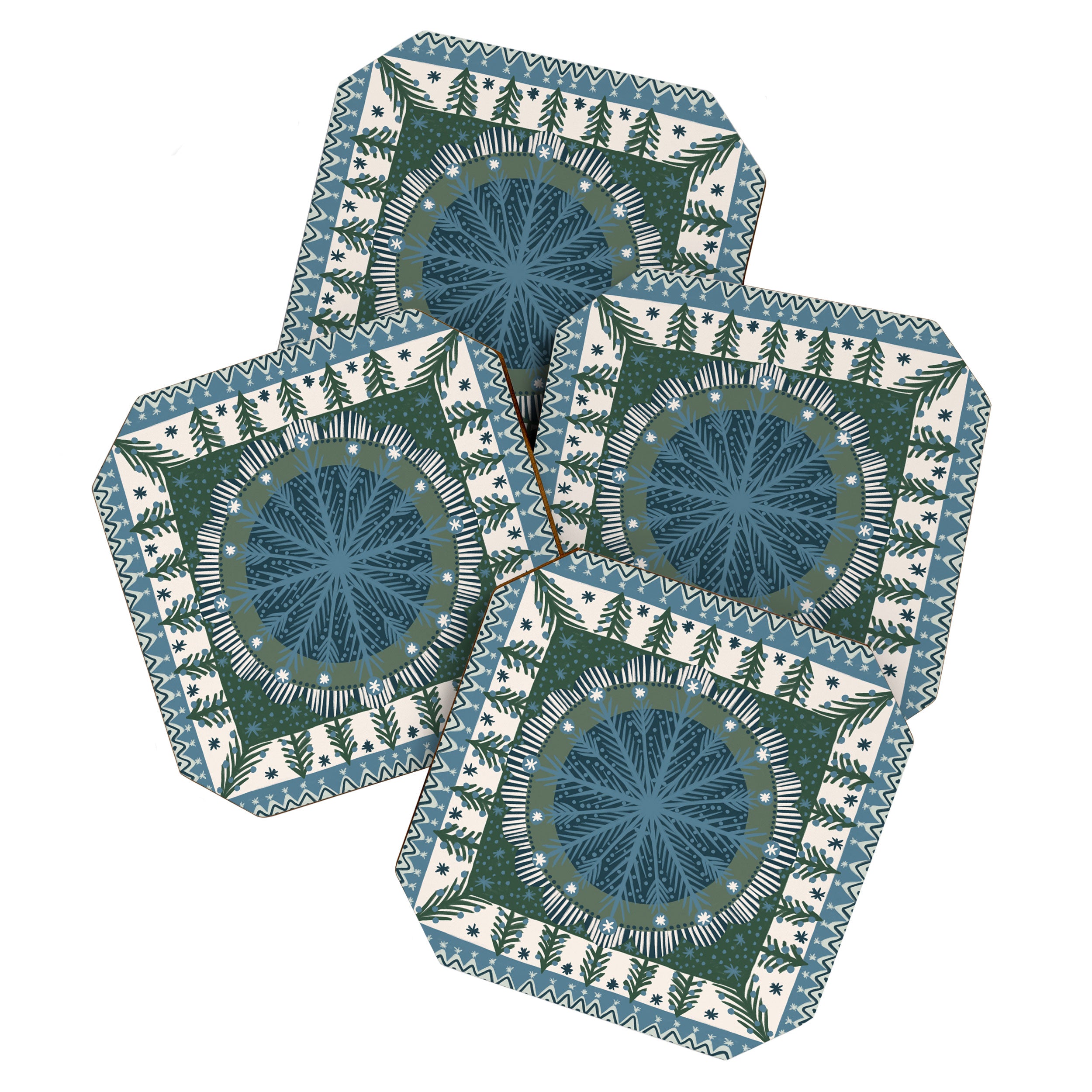 Christmas Symmetric Pattern #3 Coaster Gallery Image 1